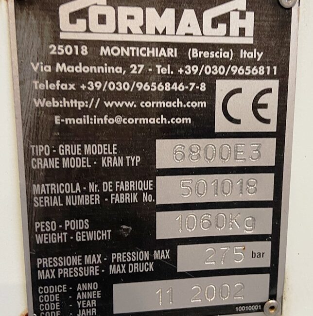 Gru CORMACH 6800 E3 501018 9